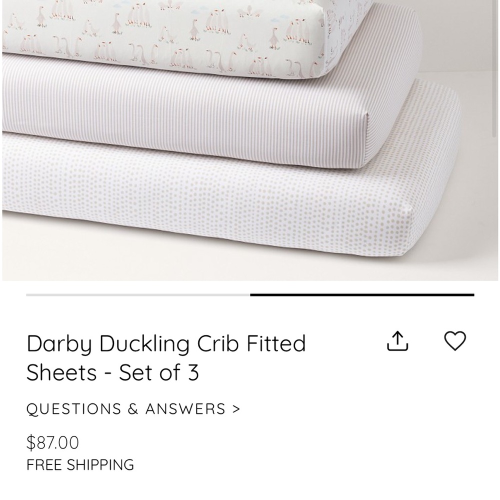 Pottery Barn Crib Fitted Sheets - Set of 3, Darby Duckling